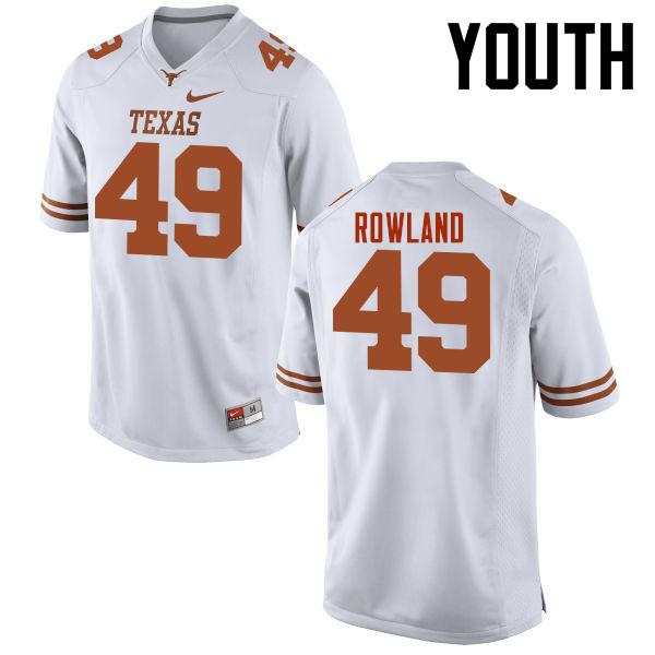 Youth #49 Joshua Rowland Texas Longhorns College Football Jerseys-White - Click Image to Close